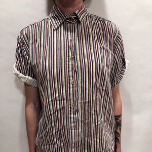 Vintage Short Sleeve Strip Button down